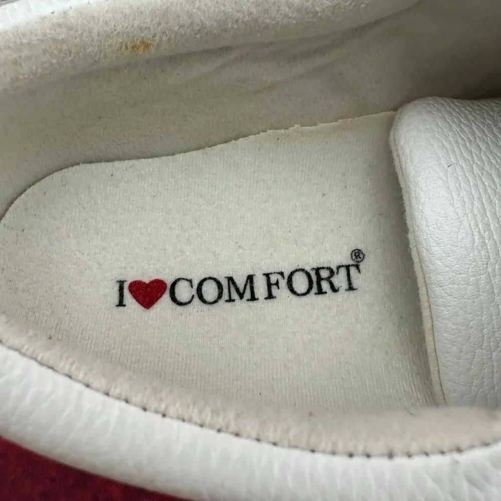 I LOVE COMFORT WOMEN'S WHITE SNEAKERS FOR WALK/NURSE LEATHER SIZE 8.5M